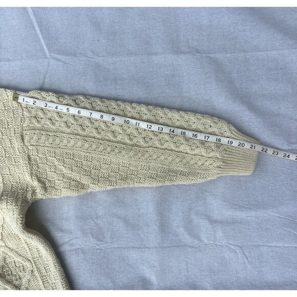 Celtic Country Ireland Sweater Mens XL Wool Chunky Fisherman Knit Aran Ivory - Picture 13 of 14